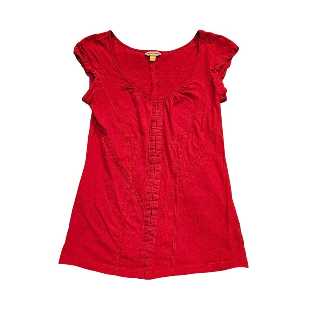 Leifsdottir Anthropologie Red Corset Style Top XS Fitted Cotton